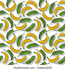 Seamless bananas pattern. Cute colorful bananas in doodle style. Vector illustration