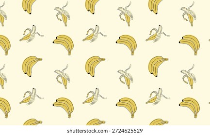 padrão de bananas sem costura em um fundo amarelo
