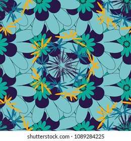 Seamless bandana print with paisley ornament. Cotton or silk headscarf, kerchief square pattern design, oriental style in brown, orange and gray colors.