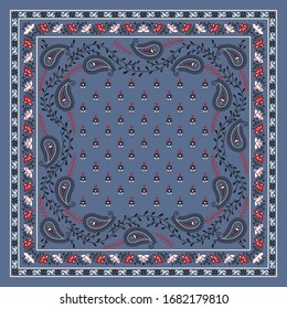 Seamless Bandanna Pattern On Blue 