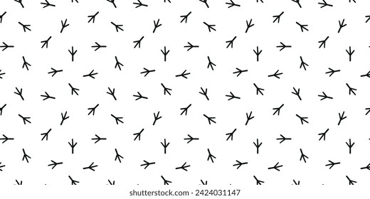 Seamless banner with black bird footprints