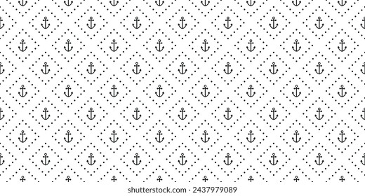 Seamless banner with black dots and anchors