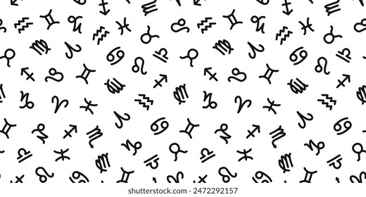 Seamless banner with black zodiac signs