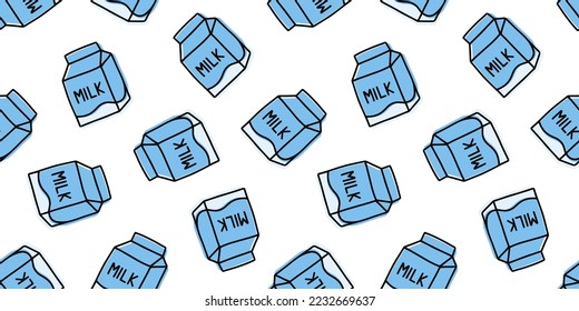 Seamless banner with blue milk boxes