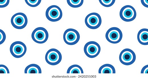 Seamless banner with blue Turkish evil eyes