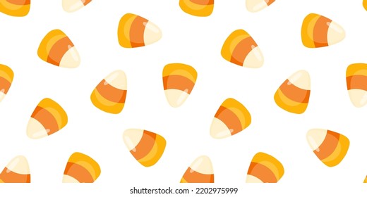 Seamless banner with candy corn. Halloween sweets seamless pattern.