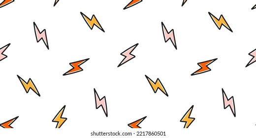Seamless banner with colorful  lightning bolts.