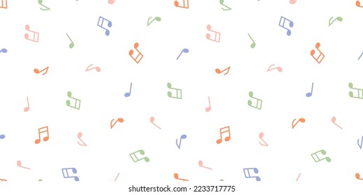 Seamless banner with colorful musical notes