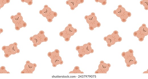 Seamless banner with cute bears and white background