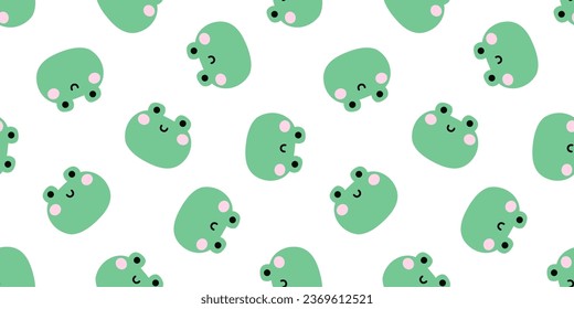 Seamless banner with cute frog heads