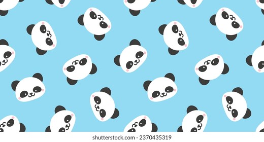 Bandera sin costura con cabezas de oso panda lindas