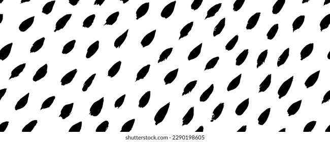 Nahtloses Banner mit verputzten Strichen. Pinselstriche. Regenmuster mit diagonalen Strichen, abgerundete handgezeichnete Linien. Vektorregen lässt die Textur fallen. Abstrakter schwarz-weißer Hintergrund. Einfache Textur.