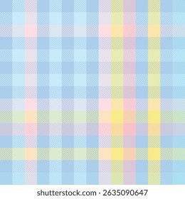 Seamless banner design with a checkered blue pattern. Seamless pattern of multicolored geometric squares. Summer design for packaging and fabric.