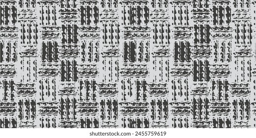 Diseño de Anuncio sin costuras con textura de tejido rugoso. Trazos Horizontales y de Vertical dibujados a mano con textura de pincel seco. Motivo de rejilla o cesta. Abstractas motivos textiles y de tela.