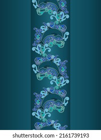 Seamless banner with dolphin, vector illustration