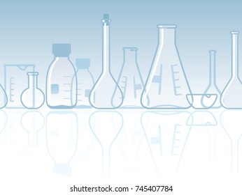 Seamless banner from glass wares for chemical laboratory