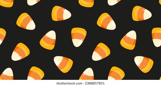 Seamless banner with Halloween candy corn and black background