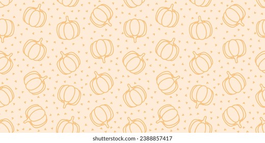 Seamless banner with hearts and pumpkins