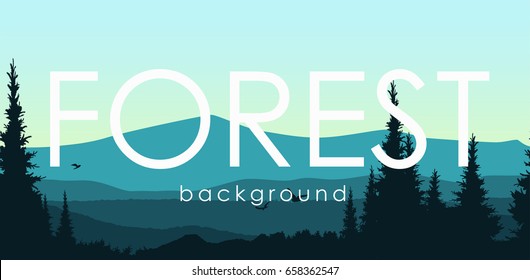 Seamless banner landscape of the forest. Vector illustration.