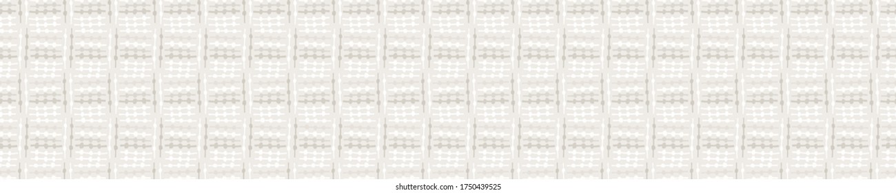 Seamless banner pattern. Neutral cream stripe border background. Elegant minimal off white beige linen texture. Stylish line ribbon trim edge.