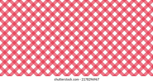 Seamless banner with pink and white plaid