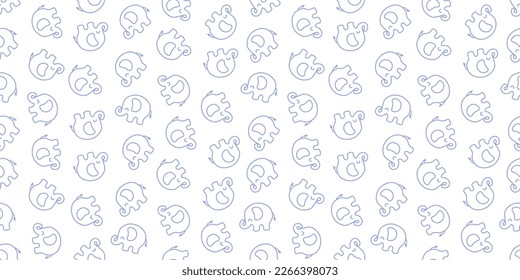 Seamless banner with purple outline elephant