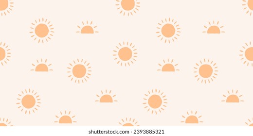 Seamless banner with suns and sunsets