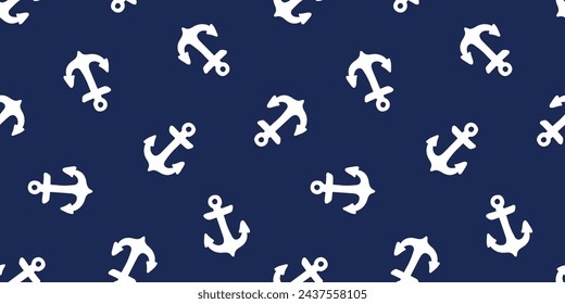 Seamless banner with white anchors and blue background