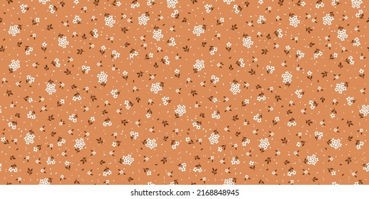 Seamless banner with white flowers and brown background