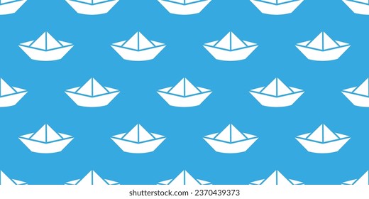 Seamless banner with white paper boats
