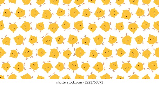 Seamless banner with yellow chicks