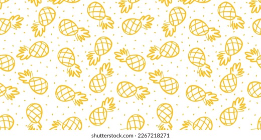 Seamless banner with yellow pineapples