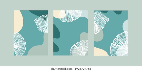 Seamless banners ginkgo biloba leaves. Vector illustration. 