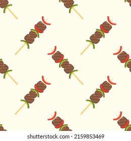 Seamless barbecue food cartoon pattern