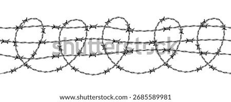 Seamless barbed wire fence. Barbed wire  border. 