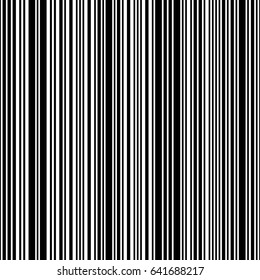 Seamless barcode vector pattern. Thin and thick vertical stripes. Black and white line. Vector stylish background. Repeating geometric tiles.