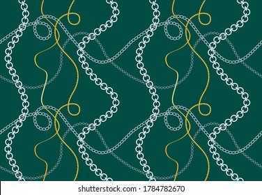 Seamless Baroque Motif with Chains Pattern.Vector design for Fashion Prints and Backgrounds.