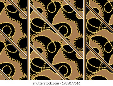 Motif harmonieux baroque avec Motif Chains.Création vectorielle pour Imprimantes de mode et arrière-plans.