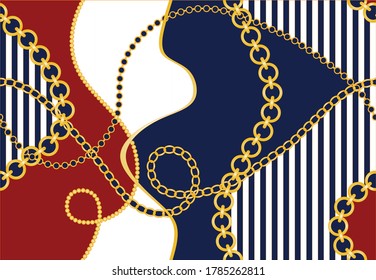 Motif harmonieux baroque avec Motif Chains.Création vectorielle pour Imprimantes de mode et arrière-plans.