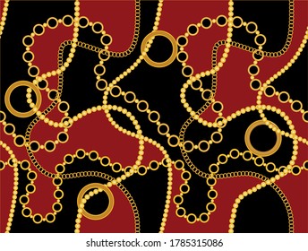 Seamless Baroque Motif with Chains Pattern.Vector design for Fashion Prints and Backgrounds.