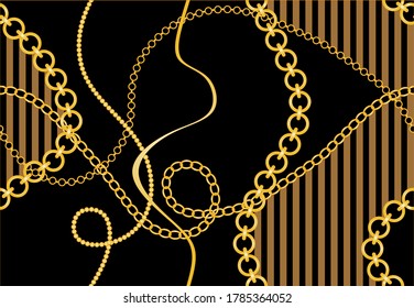 Seamless Baroque Motif with Chains Pattern.Vector design for Fashion Prints and Backgrounds.