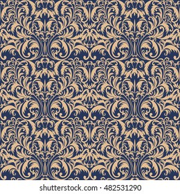 Seamless Baroque pattern. Golden pattern. Ornate pattern. Vintage background for invitation, fabrics. Vector illustration