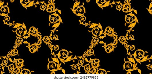 Seamless baroque pattern. Textile print pattern. Ethic luxury pattern
