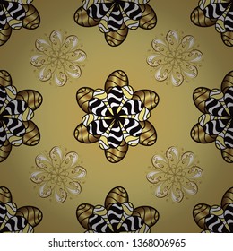 Seamless in Baroque style. Classic style. Graceful, delicate ornamentation in the Rococo style. Vector illustration. Patterns on yellow and neutral colors. Beautiful pattern for textile, scrapbooking.