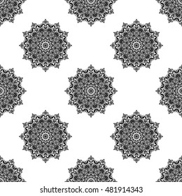 Seamless baroque vector black and white pattern. Traditional classic orient ornament