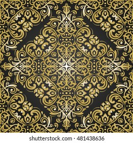 Seamless baroque vector golden pattern. Traditional classic orient ornament