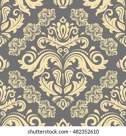 Seamless baroque vector golden pattern. Traditional classic orient ornament