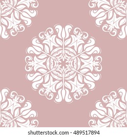 Seamless baroque vector purple and white pattern. Traditional classic orient ornament
