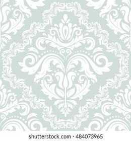 Seamless baroque vector white pattern. Traditional classic orient ornament