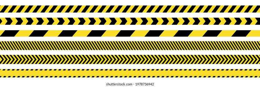 Seamless barricade tapes. Tileable Police lines. Do not cross warning symbols. Repeatable barrier lines